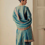 Blue Tissue Embroided Kurta Set - LUXC 3480